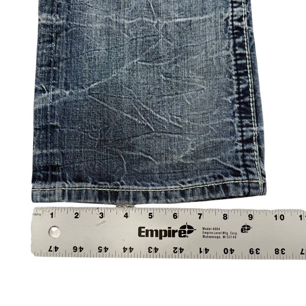 Rock Revival Francis Straight Distressed Blue Jeans Men 38 x 33 Embroidered Y2K - Picture 10 of 16